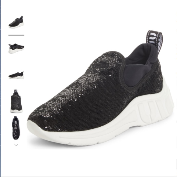 black sequin slip on shoes